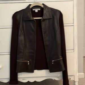 Leather sweater jacket
